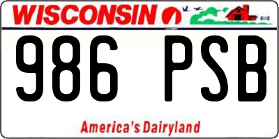 WI license plate 986PSB