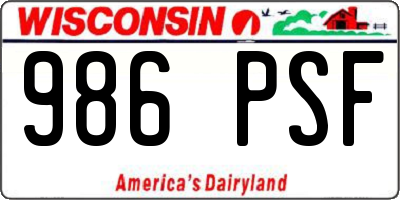 WI license plate 986PSF