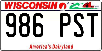 WI license plate 986PST