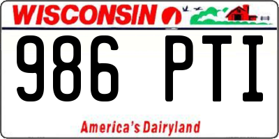 WI license plate 986PTI