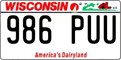 WI license plate 986PUU
