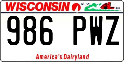 WI license plate 986PWZ