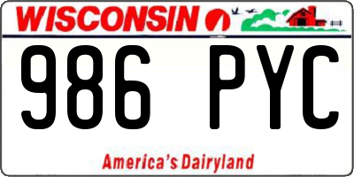 WI license plate 986PYC
