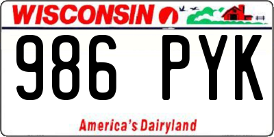WI license plate 986PYK