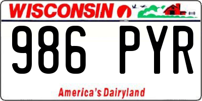 WI license plate 986PYR