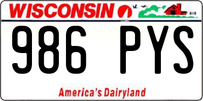 WI license plate 986PYS