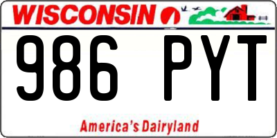 WI license plate 986PYT