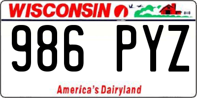 WI license plate 986PYZ