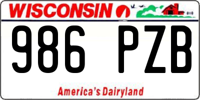 WI license plate 986PZB