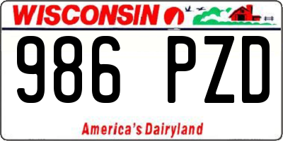 WI license plate 986PZD