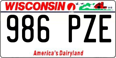 WI license plate 986PZE