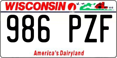 WI license plate 986PZF