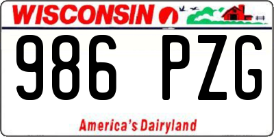 WI license plate 986PZG
