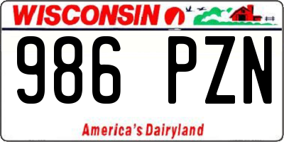 WI license plate 986PZN