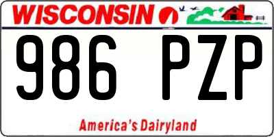 WI license plate 986PZP
