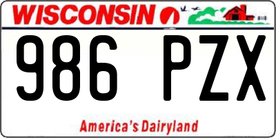 WI license plate 986PZX
