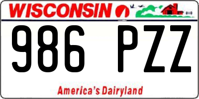 WI license plate 986PZZ