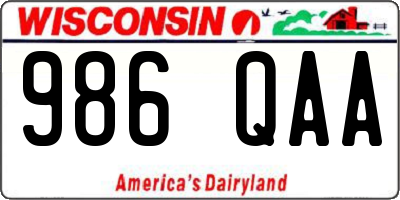 WI license plate 986QAA