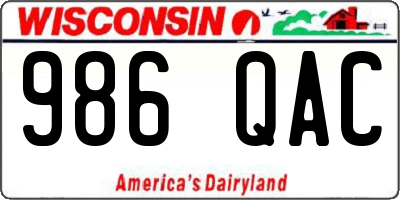 WI license plate 986QAC