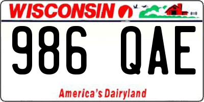 WI license plate 986QAE