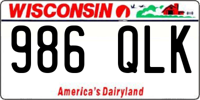 WI license plate 986QLK
