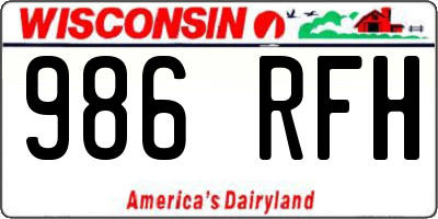 WI license plate 986RFH