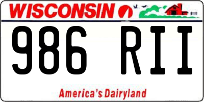 WI license plate 986RII