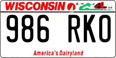 WI license plate 986RKO