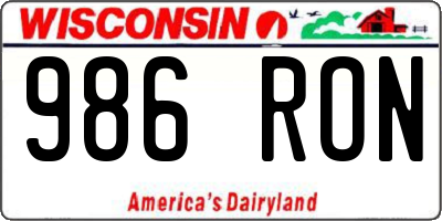 WI license plate 986RON