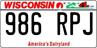 WI license plate 986RPJ