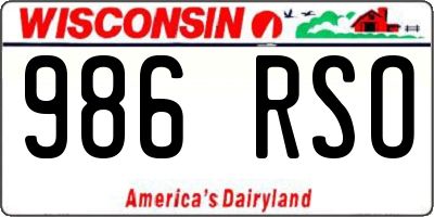 WI license plate 986RSO