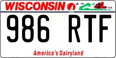 WI license plate 986RTF