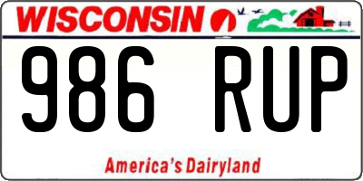 WI license plate 986RUP