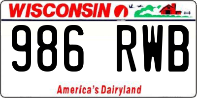 WI license plate 986RWB