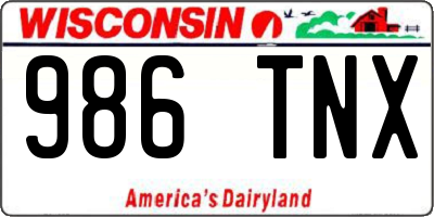 WI license plate 986TNX