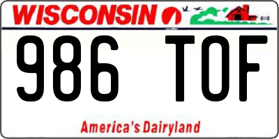 WI license plate 986TOF