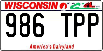 WI license plate 986TPP