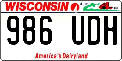WI license plate 986UDH