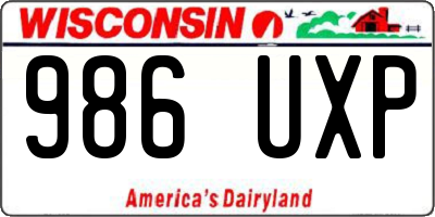 WI license plate 986UXP