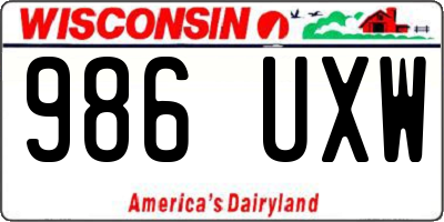 WI license plate 986UXW