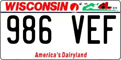 WI license plate 986VEF