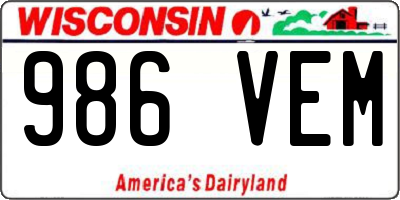 WI license plate 986VEM