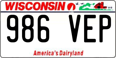 WI license plate 986VEP