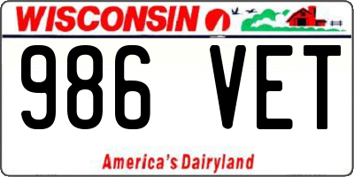 WI license plate 986VET