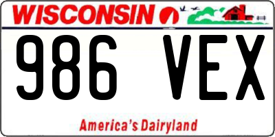 WI license plate 986VEX