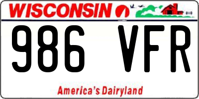 WI license plate 986VFR