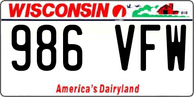 WI license plate 986VFW