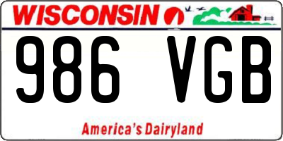 WI license plate 986VGB