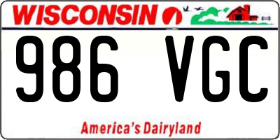 WI license plate 986VGC