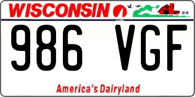 WI license plate 986VGF